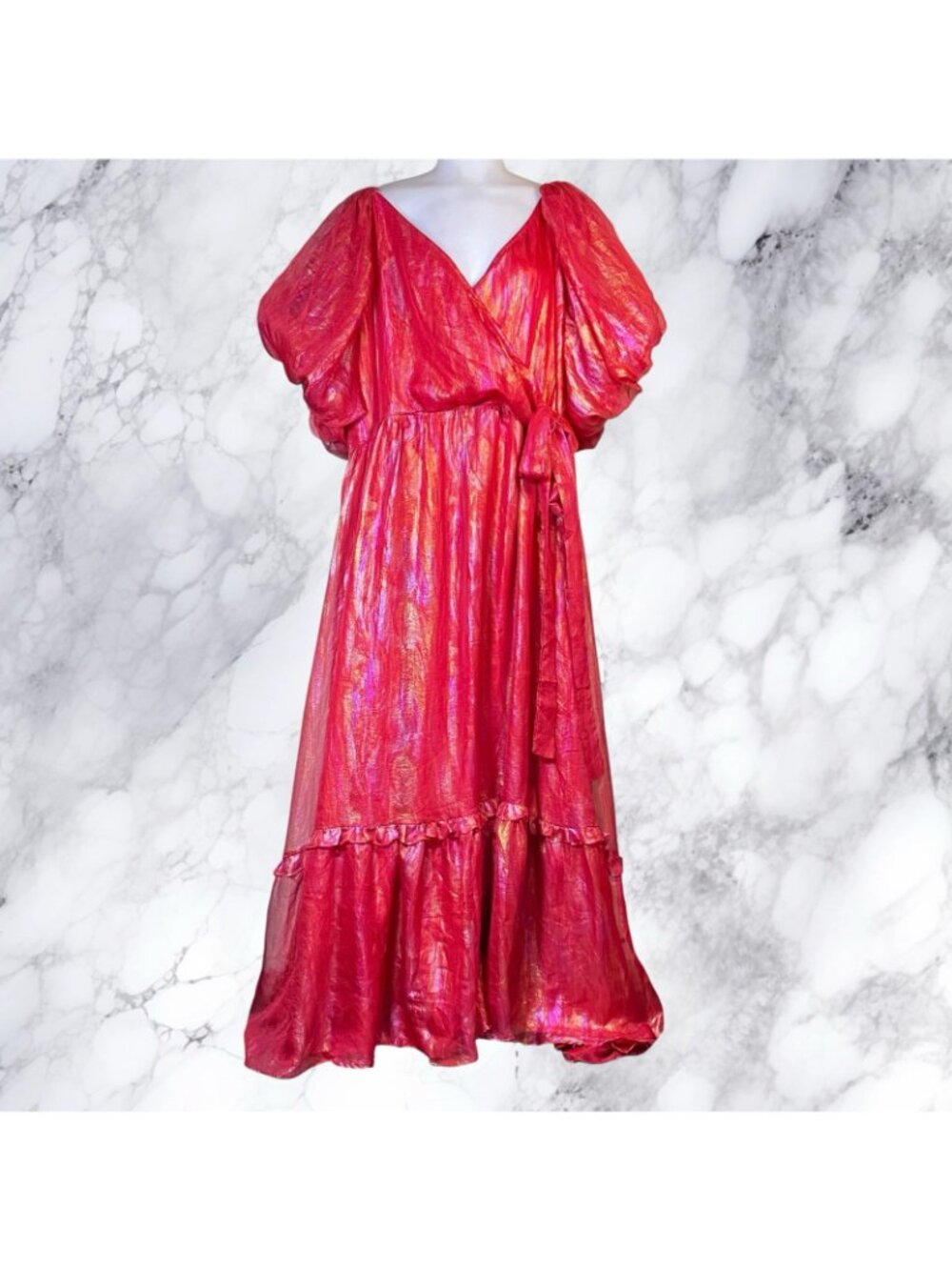Jessakae Pixie Dress Plus Size in Red Holographic Oil Spill - Picture 4 of 12